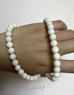 Vintage Natural White Angel Skin Coral Beaded Strand Necklace Pearl