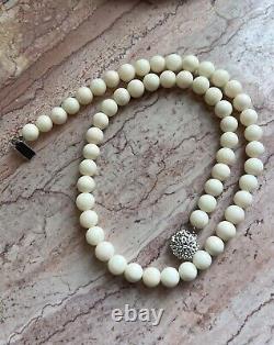 Vintage Natural White Angel Skin Coral Beaded Strand Necklace Pearl