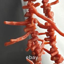 Vintage Navajo Red Branch Coral Graduated Necklace sterling clasp 20