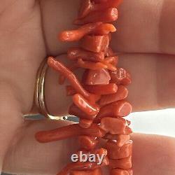 Vintage Navajo Red Branch Coral Graduated Necklace sterling clasp 20