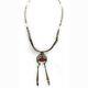 Vintage Navajo Sterling Silver Heishi Bead Red Coral Naja Pendant Necklace