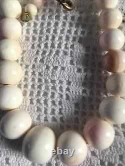 Vintage Necklace Graduated Pink Angel Skin Coral Bead Necklace 18 57g