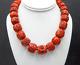 Vintage Necklace Statement Carved Beaded Red Coral Asian Shou Sterling Silver