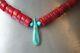 Vintage Peyote Bird Red Coral And Turquoise Heishi Bead Necklace Sterling Silver