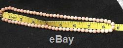 Vintage Pink Angel Skin Coral Bead Necklace 28.3 g 6mm Beads 17long(open)