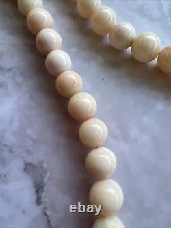 Vintage Pink Angel Skin Coral Beaded Necklace (10mm Bead)
