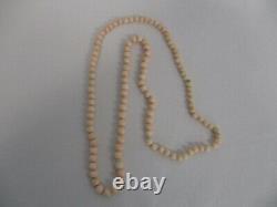 Vintage Pink Angel Skin Coral Knotted Bead Necklace 28 1/2
