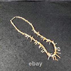 Vintage Pink Branch Coral Necklace Earring Set Dangle Modernist Ethnic 15