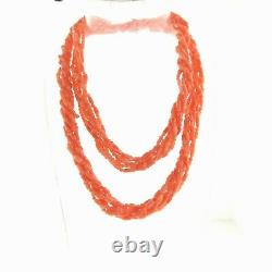 Vintage Pink Coral Oval Bead 6 Strand Necklace 30