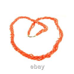 Vintage Pink Coral Oval Bead 6 Strand Necklace 30