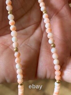 Vintage/Preowned 14k Angel-Skin Coral Bead Necklace 17.5 Inches Lovely