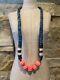 Vintage Rare Natural Blue Coral Beaded Statement Necklace
