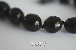 Vintage Rare Size 21-9mm Natural Black Coral 66 Gram Beads Estate 21 Necklace