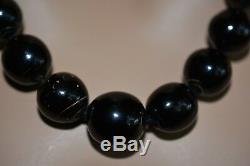 Vintage Rare Size 21-9mm Natural Black Coral 66 Gram Beads Estate 21 Necklace