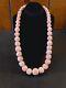 Vintage Raw Porous Sponge Coral Graduated Carved Bead Necklace Peach Pink