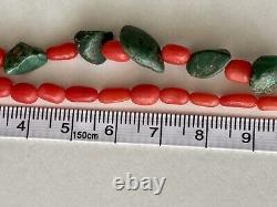 Vintage Red Coral Bead & Turquoise 16 Multi Strand Necklace Layered 31.75g