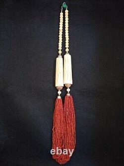 Vintage Red Coral and Bone Necklace
