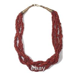 Vintage Red-Orange Coral Necklace 9 Strands 21 Long