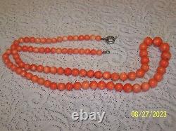 Vintage Salmon Angel Skin Coral Graduated 32 Beaded Necklace