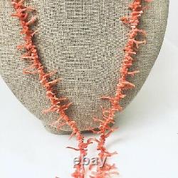 Vintage Salmon Coral Branch Graduated Necklace 30 Long