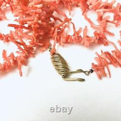 Vintage Salmon Coral Branch Graduated Necklace 30 Long