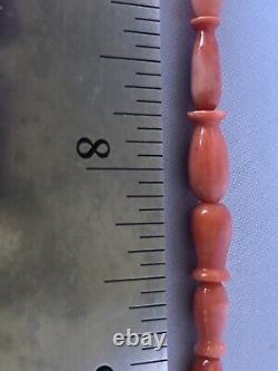 Vintage Salmon Pink Angel Skin Coral Vase/Torpedo Bead Necklace