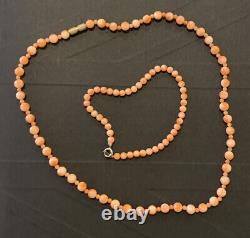 Vintage Salmon Pink Coral Bead 5mm Necklace & Bracelet