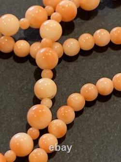 Vintage Salmon Pink Coral Bead 5mm Necklace & Bracelet