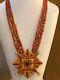 Vintage Solid 24k Yellow Gold Tibetan Gawu With Undyed Coral Beads Necklace