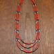Vintage Three Strand Coral And Silver Melon Bead Necklace 28.5