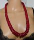 Vintage Tibetan Heavy Graduated Red Dyed Coral Bead Tribal Necklace