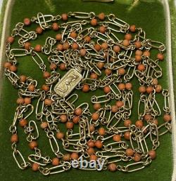 Vintage Tiny Natural Red Salmon Coral Beads Chinese Zodiac Rat Necklace 11B 5. 5