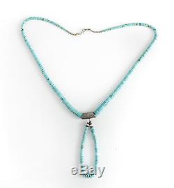 Vintage Turquoise Heishi Graduated Bead Necklace, with Silver beads