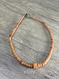 Vintage Venetian Necklace Undyed Natural Coral Ukrainian Style 31g Old #4566