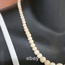 Vintage Victorian Angel Skin Coral Beaded Necklace, Graduated Beads, Blush, 14K