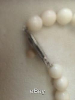 Vintage White Angel Skin Coral Bead Necklace 35 Grams 16 Choker Estate Find