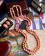 Vintage Women's Jewelry Necklace Beaded Coral Clasp Gold 750 18k Italy 43 Gr