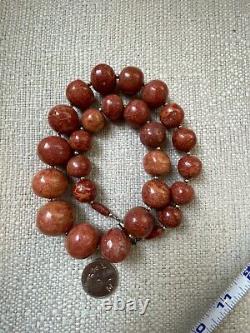 Vintage apple coral bead necklace 20 Long 146 Grams Barrel Clasp