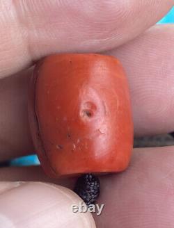 Vintage dark red coral bead necklace 9.4G