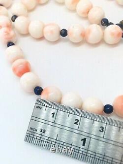 Vintage genuine CORAL beads necklace lapis spacers natural CORAL