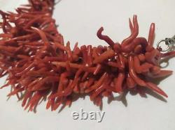 Vintage genuine naturel 3 coral necklace branches beads old jewelry GIFT Morocco