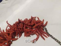 Vintage genuine naturel 3 coral necklace branches beads old jewelry GIFT Morocco