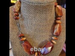 Vintage huge apple coral beaded necklace estate find
