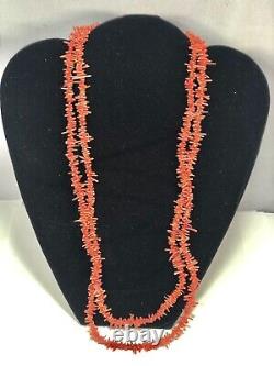 Vintage natural form red sea coral bead necklace
