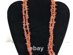 Vintage natural form red sea coral bead necklace