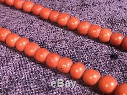 Vintage natural red coral bead (8-15 mm) necklace 172 g 12K gold
