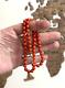 Vintage Necklace Natural Red Coral Beads Italy Gold 750 18k. 32gr