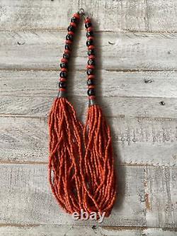 Vintage red coral bead necklace