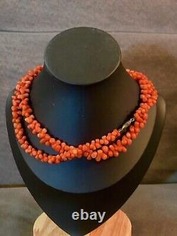 Vintage salmon coral necklace 26 Inches