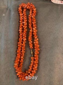 Vintage salmon coral necklace 26 Inches